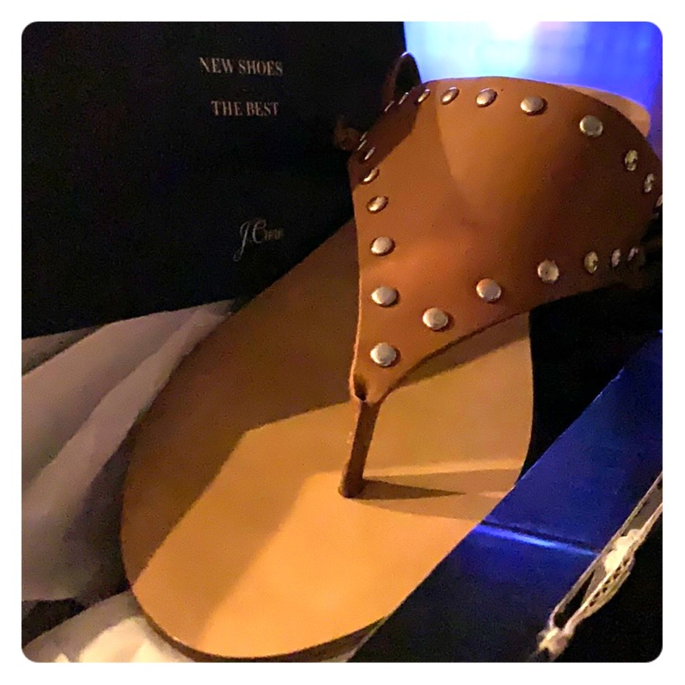 Ankle tie thong, studded leather